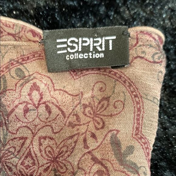 Women's Esprit Pink Purple Floral Scarf with Long Fringe Delicate Texture - Picture 2 of 6